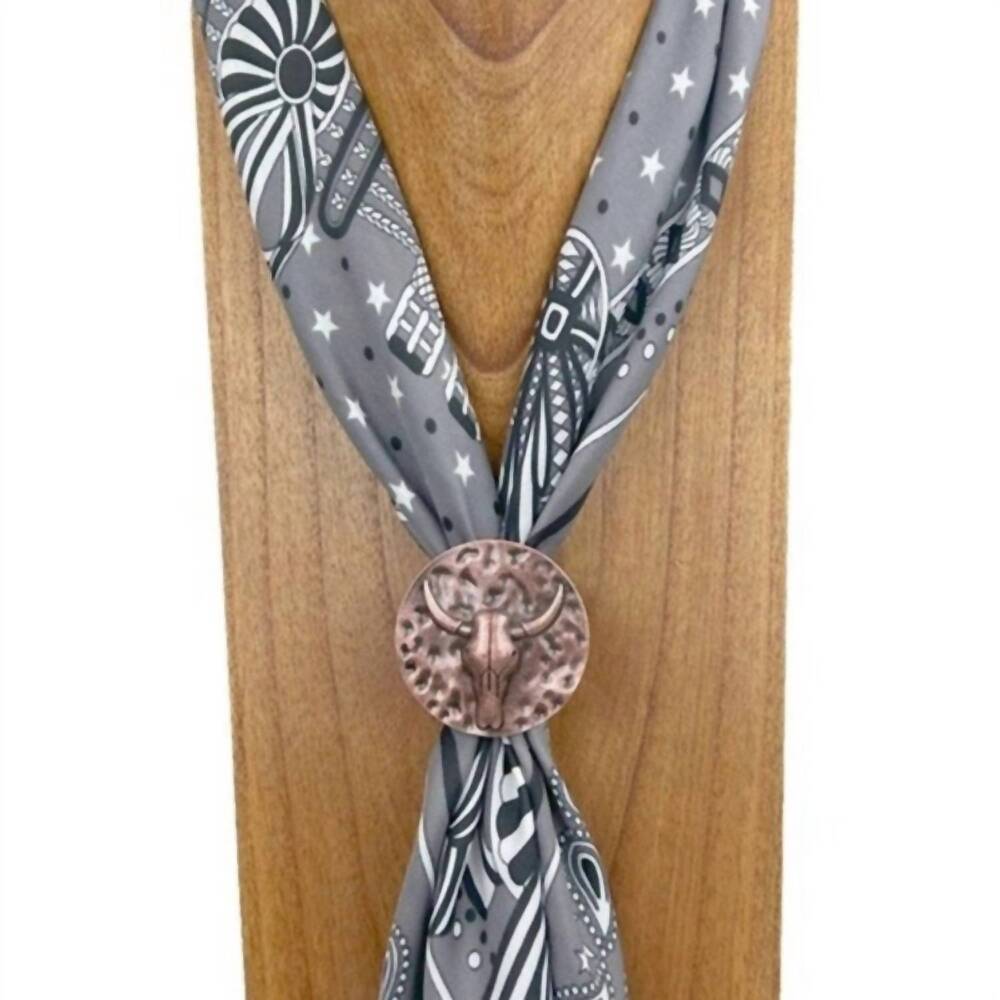 NEW WESTERN ELITE JEWELRY unisex longhorn wild rag scarf slide in copper